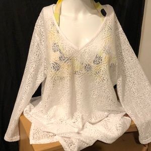 New Mario Serrani Italy White Lace Beach Cover up